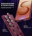 LEKEVO Magnetic for Samsung Galaxy S25 Ultra Case [Compatible with MagSafe][Built-in Camera Lens Protector] Slim Soft Silicone Bumper Shockproof Metallic Luster Phone Shell (Burgundy) — 4