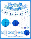 Blue Happy Birthday Decorations, Party Decorations Banners for Men Boys — 3
