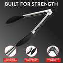 Kitchen Tongs - 12, 9 & 7 Inch Locking Silicone Tongs for Cooking, Set of 3 — 4