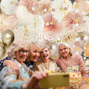 Champagne-Gold Beige Fall Boho Birthday Party Decorations 62pcs Happy Birthday Banner, Peach White Paper Lanterns, Streamers, Tissue Pom Poms, Blush Beige Boho Party Balloons, Rustic Backdrop Decor — 7