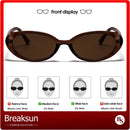 Breaksun Retro Oval Sunglasses for Women Men Fashion Small Oval Sunglasses 90s Vintage Shades | A2 Dark Brown/Brown | 54 Millimeters — 3