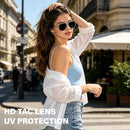 KUGUAOK Tangle Free Polarized Aviator Sunglasses for Women UV Protection Sports Running Sun Glasses Unisex Shades | Xh-1pcs-gray Silver | 56 Millimeters — 2