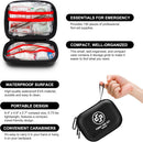 Mini First Aid Kit - 150 Piece Small Waterproof EVA Hard Shell Case | Black | 6.4" x 4.9" x 2.7" — 4