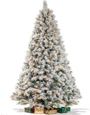 7.5FT Pre-lit Snow Flocked Christmas Tree Spruce with Remote Control, 600 Warm White Multi-Color Lights, Artificial Hinged/Feel Real/Realistic for Home, Holiday Decoration Dual Color LED — 6