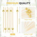 100PCS Cocktail Picks, Fancy Toothpicks for Appetizers, Decorative Skewers for Appetizers Drinks Party Fruit, 4.7 Inch Long Wooden Bamboo Gold Ball Food Sticks Charcuterie Boards Accessories | 4.7 inch & ball/100pcs — 2