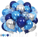Blue Silver Balloons for Boys, 60PCS Thick Retirement Birthday Balloon Men | Navy Blue Silver — 1
