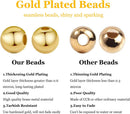 PH PandaHall 14K Gold Plated Spacer Beads, 300pcs Round Brass Beads 5 Size Metal Smooth Beads Seamless Ball Beads… — 3