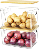 2 Set Pantry Organizer and Stackable Storage Kitchen,Sturdy and Durable Storage Basket for Potato, Onion, Garlic, Fruit, Vegetable, Produce, Clear Plastic Storage with Lid&Handle — 1