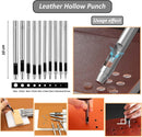 Leather Stitching Hole Punch Tool Set, Carving Hammer 3mm 1/2/4/6 Prong Punch Chisel Round Hole Punch for Belt Watch Band Rubber Leather DIY Crafts | silver | 15PCS — 4