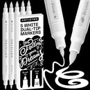 ARTISTRO 5 White Dual-Tip Acrylic Paint Marker Pens for Drawing — 1