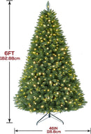 6 FT Pre-lit Christmas Tree Spruce with Remote Control, 300 Warm White Multi-Color Changing LED Lights, Artificial Hinged/Feel Real/Realistic for Home, Holiday Decoration Dual Color LED — 2