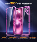 Diaclara Designed for iPhone 16 Case, Upgraded [Full Camera Protection] Full Body Rugged Bumper Case with Built-in Screen Protector, Rose Pink — 3