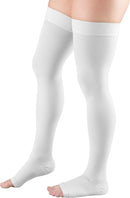 Truform 20-30 mmHg Compression Stockings for Men and Women, Thigh High Length, Dot-Top, Open Toe | White | Large (1 Pair) — 2