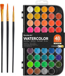 Shuttle Art Watercolor Paint Set, 48 Colors Watercolor Paint Pan Set with 3 Paint Brushes for Beginners, Artists, Kids & Adults for Painting, Journaling, Calligraphy Practice | 1 Count (Pack of 1) — 1