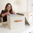 Decorative File Organizer Box Set of 2 - Collapsible Linen Filing Cabinets — 6