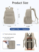 Uselike Travel Backpack for Women, 15.6 Inch Laptop Backpack, Quilted College Bookbag, Cute Work Backpacks, Water Resistant (Khaki Ash) — 4
