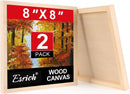 ESRICH 8x8 Inch Wood Panels, 2 Pack Square Craft Wood Canvas Boards, Blank Unfinished Wooden Art Board for DIY Art Creations Such as Painting, Acrylic Pouring, Resin, Burning, Collage, etc. | 8IN-2Pack — 1
