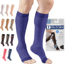 Truform Sheer Compression Stockings, 15-20 mmHg, Women's Knee High Length, Open Toe, 20 Denier, Purple, Medium | Medium (1 Pair) — 1