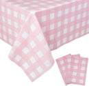 Kesfey 3 Packs Pink Gingham Tablecloth Pink and White Checkered Tablecloths 54 x 108 Inches Disposable Plastic Gingham Tablecovers Waterproof Rectangle Picnic Table Covers for Birthday Party Supplies — 1