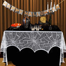 AerWo Halloween Fireplace Mantel Scarf, Halloween Decorations White Lace Spiderweb Fireplace Cover Festive Party Supplies,18 x 98 inch — 4