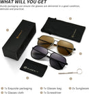SUNGAIT Polygon Aviator Sunglasses for Men Polarized Trendy Square Sun Glasses Retro Pilot Shades UV Protection | Black/Gray & Amber/Brown — 6