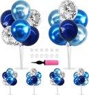 TONIFUL 6 Set Metallic Blue Silver Balloon Stand Centerpieces for Table | Metallic Blue Silver-6 | 6 Set Balloon Stand — 1