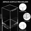Crtiin 20 Pcs Acrylic Pen Holder Pencil Cup Desk Organizer, Clear — 2