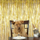 2 Pcs 3.2ft x 8.2ft Shiny Gold Metallic Tinsel Foil Fringe Curtains Photo Booth Backdrop for Birthday Wedding Holiday Celebration Bachelorette Party Decorations — 6