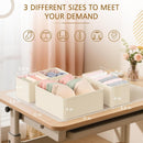 Criusia 15 Pack Drawer Organizer for Clothes, Foldable Dresser Dividers with 3 Sizes, Fabric Storage Bins – Beige — 6