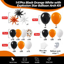 Black White Orange Balloon Arch Kit, 140Pcs Black Orange White Halloween Balloon Garland kit, 18 12 10 5 Inch Different Size Balloons for Halloween Birthday Thanksgiving Day Party Decorations | Black and Oraeng White — 2
