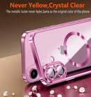Magnetic for iPhone 16 Case with Privacy Screen Protector & Full Camera Cover,[Non-Yellowing] Plating Glossy Soft Shockproof Clear Phone Case with Women Girls for iPhone16 6.3",Hot Pink — 2