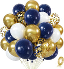 Zesliwy Navy Blue White Gold Balloons Set, 50pcs 12 In, Latex, Party Decor — 1