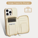 LAMEEKU for iPhone 16 Pro Max Wallet Case with Card Holder, Zipper Leather Crossbody Case with Kickstand Wrist Strap Cover with Phone Grip Holder 6.9 inch Beige — 2