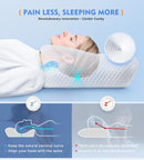 Osteo Cervical Pillow for Neck Pain Relief, Hollow Design Odorless Memory Foam Pillows with Cooling Case, Adjustable Orthopedic Bed Pillow for Sleeping, Support for Side Back Sleepers - White — 2