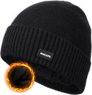 Wmcaps Fleece Lined Beanie Warm Winter Knit Hat for Men Women Cold Weather - Black — 1