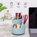 Siveit Desk Pencil Pen Holder, Desk Organizers 3 Slots 360-Degree Rotating Pen Holder for Desktop Storage Stationery Supplies Organizer, Home, Office, School, Kids, Blue — 2