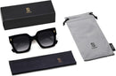 SOJOS Oversized Sunglasses for Women Thick Big Square UV400 Shades SJ2194 | Black Frame/Grey Grading Lens — 7