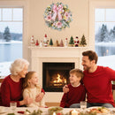 Pre-Lit Christmas Wreath for Front Door, 24 Inch Large Xmas Wreath for Holiday Decor, Battery Operated Xmas Lighted Wreath with Flower, Ball Ornaments & 20 LED Lights for Fireplace Window — 4