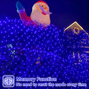 QITONG Net Lights Outdoor Mesh Lights, 12ft x 5ft 360 LED Blue Christmas Light with 8 Modes, Connectable Clear Wire Bush Light Plug in — 4