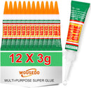 WOUSEDO 12 X 3g Super Glue Clear, Fast Drying Cyanoacrylate(CA) Glue — 1