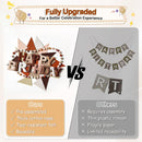 3D Happy Birthday Banner, Pre-Strung Felt Party Decorations (Brown) — 4