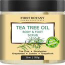 First Botany 100% Natural Tea Tree Oil Body & Foot Scrub with Salt - Best for Acne, Dandruff and Warts, Corns, Calluses, Athlete foot, Jock Itch & Body Odor — 1