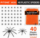 Piteno® 1200 sqft Spider Webs Halloween Decorations with 40 Fake Spiders, Stretchable Halloween Spider Webs for Indoor Outdoor Haunted House Yard Porch Party Decor (Orange) — 3