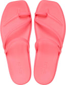 Crocs Women's Miami Toe Loop Sandals | Square Toe Flat | Flexible Straps | Croslite Foam Footbed | 6 | Guava — 4