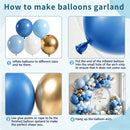 Zesliwy Dusty Blue White Gold Balloons Arch Kit, Latex, Party Decoration — 3