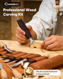 SakerNeo 25-Piece Wood Carving Kit Whittling Kit with Leather Storage Bag | Brown 25pcs — 7