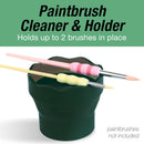 Faber-Castell Clic & Go Artist Water Cup, Dark Green - Travel-Friendly Collapsible Brush Cleaner Tool with Brush Stand, Scalloped Rim, Non-Slip Base, Portable Palette & Rinser | 1 Count (Pack of 1) — 2