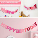 Pre-Strung Felt Happy Birthday Banner Pink Garland Set | Ombre Pink — 4