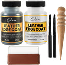 Calvana Leather Edge Coat Kit, Black & Clear Edge Paint with Adjustable Precision Applicator, Wood Burnisher Tool & Glass Slicker — 1