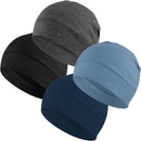 Headshion 100% Cotton Skull Caps Beanie Sleeping Hats for Men Women - 4 Black & Grey & Navy Blue & Denim Blue — 1